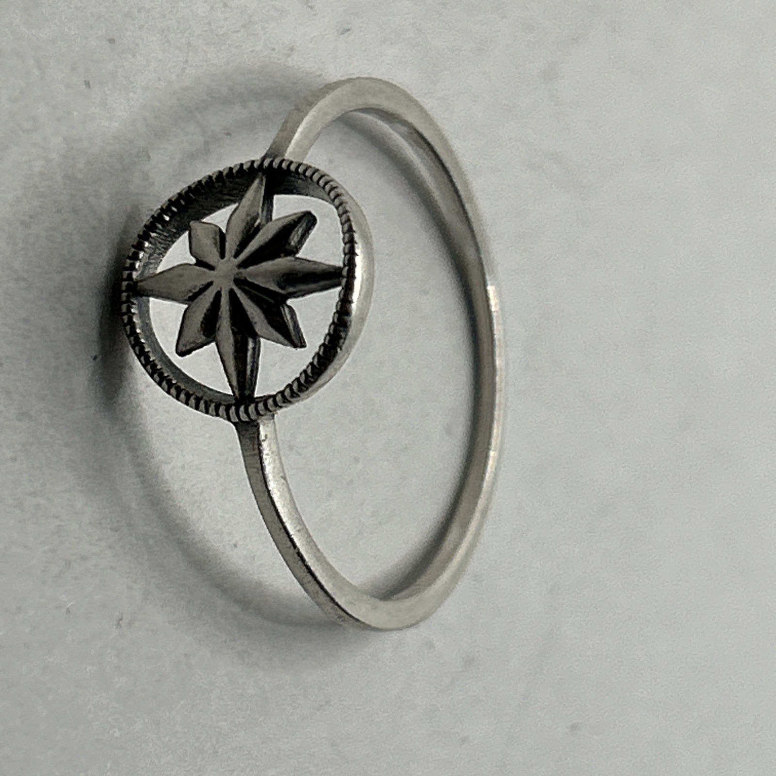 Solid 925 Sterling Silver North Star Ring Star De… - image 2