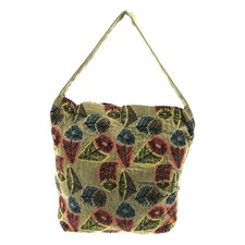 Mina Perhonen  Hana No Mi Linen Wool Wide Shoulder Bag Multicolor Used KLDR-0
