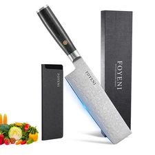 foyeni Nakiri Knife - 6.5 Inch Sharp Japanese Chef Knife, High Carbon Stainle...