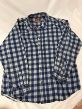 Wrangler Hero Men s XL Blue Plaid Distressed Wash Cotton Button-Up Shirt