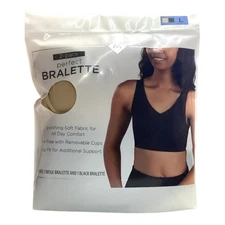 2 Pack Members Mark Women's Perfect Bralette 1 Beige 1 Black