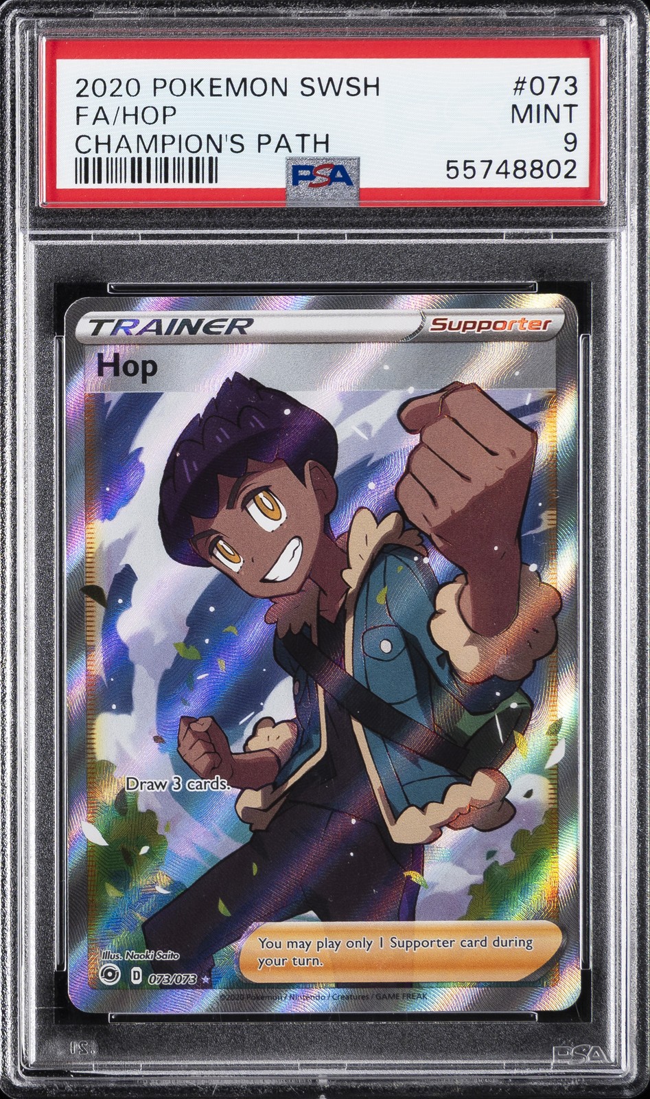 2020 POKEMON SWORD & SHIELD CHAMP'S PATH #073 FULL ART/HOP PSA 9
