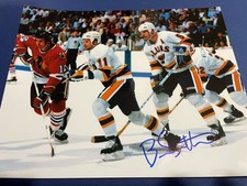 St. Louis BLUES Brian SUTTER #11 SIGNED w/ RAMAGE & Hawks LYSIAK 8X10 Holo & COA
