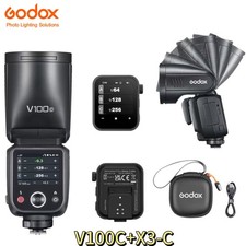 US Godox New V100C Flash Round Head Camera Flash With X3-C Trigger For Canon