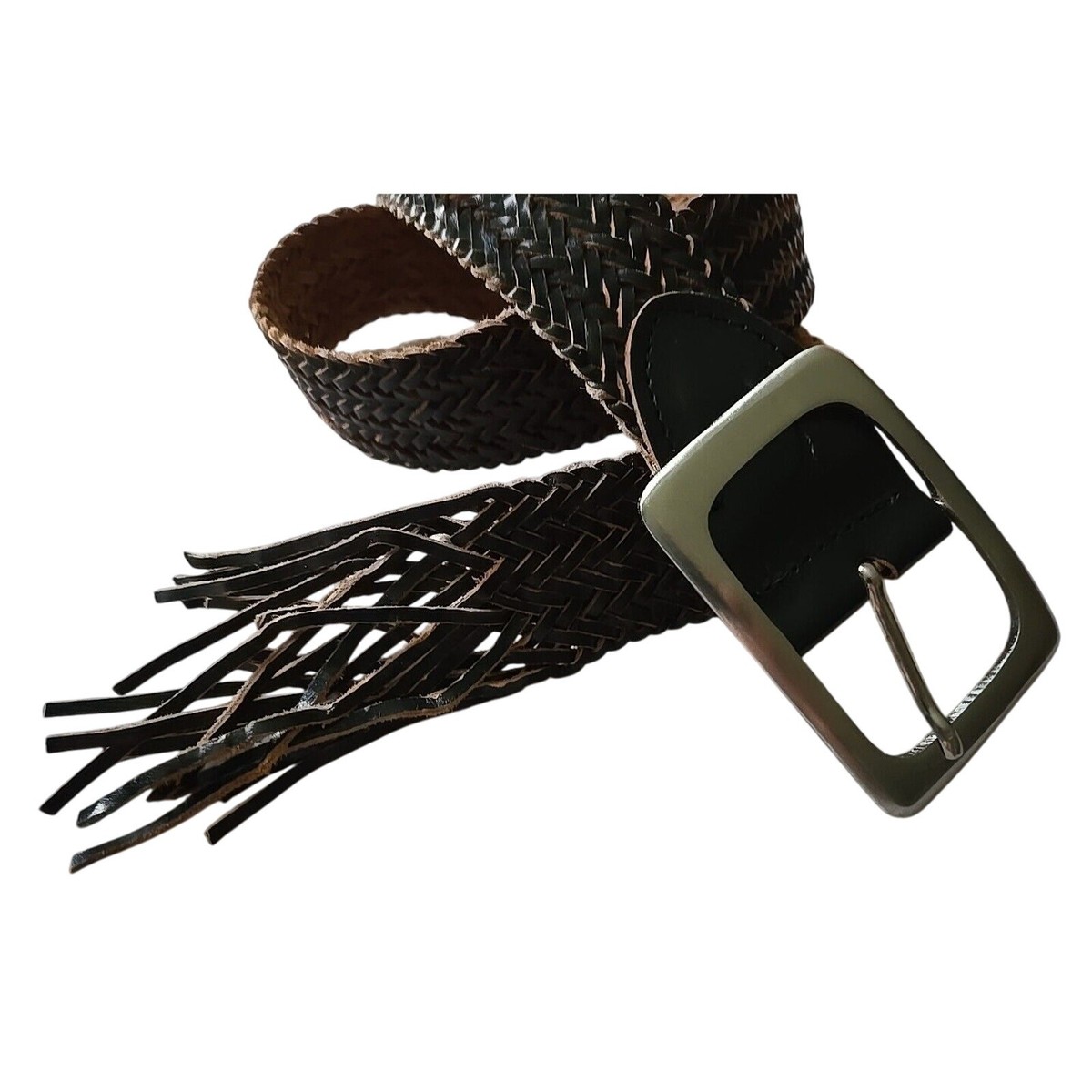 Wide woven, silver, leather statement, belt Amazon.com: Concitor Men main image 4