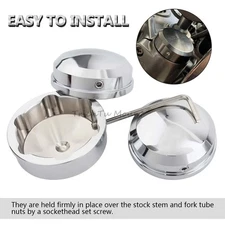 Chrome Upper Fork Stem Nut Cap Covers Fit for Harley Dyna FLSTC FLSTF 1990-2017