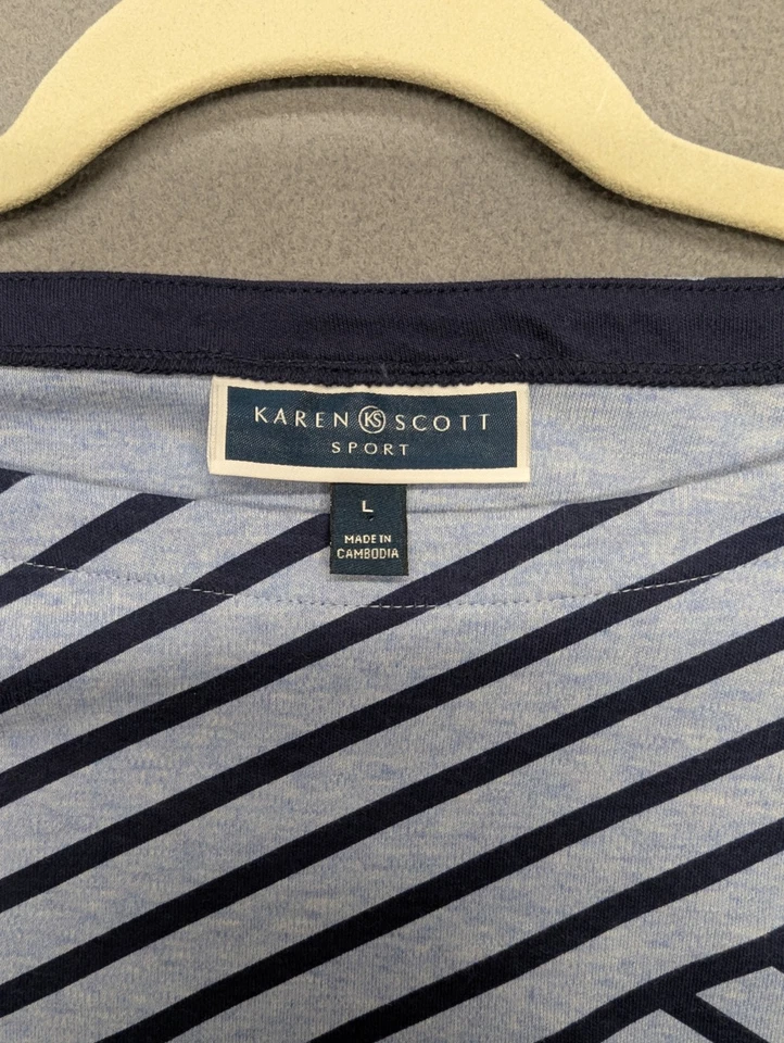 Karen Scott Sport размер большой синий темно-синий смешанные полоски локоть рукав платье - Изображение 2 из 4