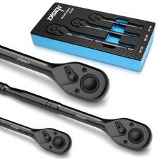 3pcs Black Ratchet Set 12 38 14 Drive 90tooth Contour Handle Black Oxide