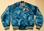 VTG Charlotte Hornets NBA Team Chalk Line Satin Bomber Jacket Adult Medium — photo 1