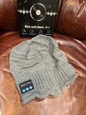 Bluetooth LED Beanie Grey Hat with Speakers Mic Rechargeable Cap Head Lamp Z001