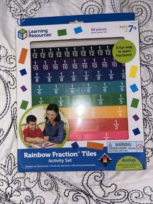 Learning Resources Rainbow Fraction Tiles Set 53 Pieces Ages 7+ Guide