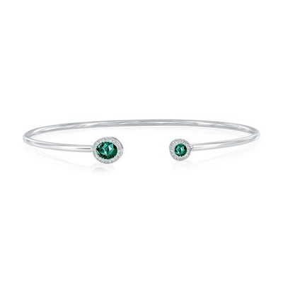Lab-Grown 0,54ct Smaragd & 0,11ct natürlicher Diamant Armreif - (38 Steine)