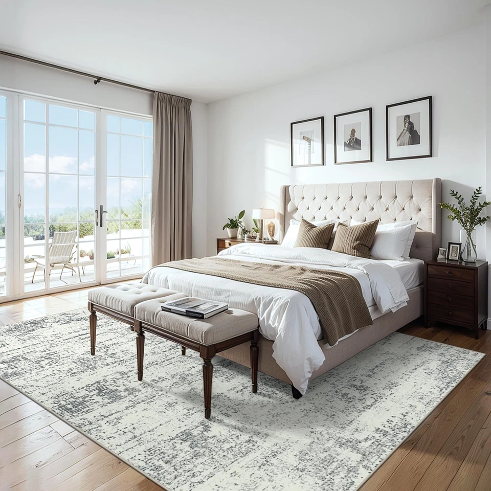 Alfombras de salón 9x12 - Alfombra lavable moderna abstracta suave grande neutra... Foto 3 de 4