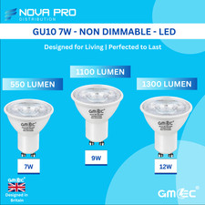 GU10 LED Bulbs 7W/9W/12W Cool White 6500K spot-downlight Non Dimmable UK