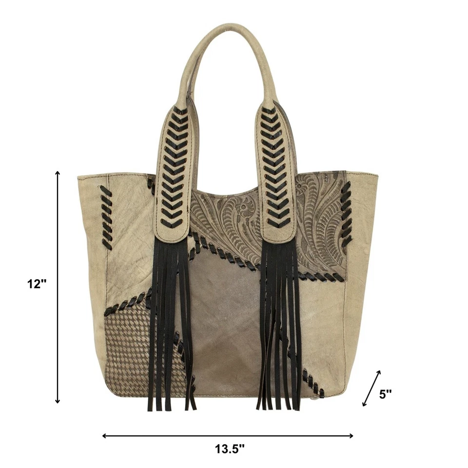 Bolso de Mano American West Para Mujer Parche Gitano Cuero Arena OS Foto 3 de 4