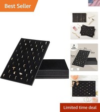 Elegant Black Velvet Jewelry Organizer - 5-Tray Set Perfect for Wedding Displays
