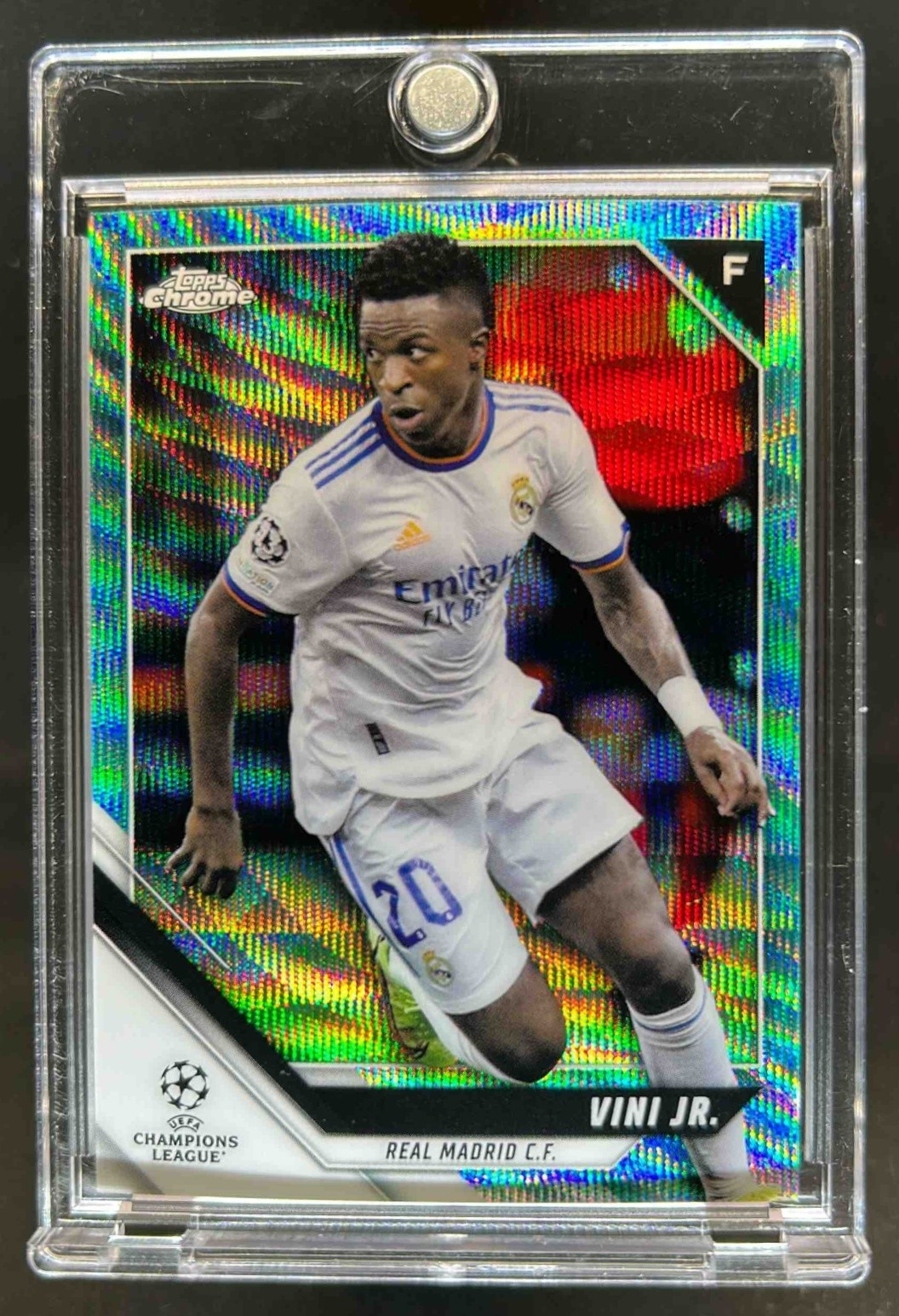 2021 Topps Chrome UEFA Vini Jr. Aqua Wave Refractor #1/199 Real Madrid