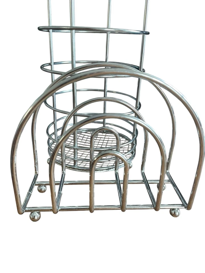 2 Piece Kitchen Organizer Set Chrome Finish Utensil Napkin Holders - Image 3 of 3