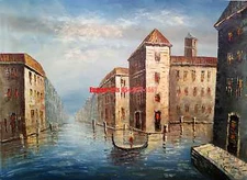 36x48"(92x122cm)100%Hand Painted Oil Flat,Venice, Gondola, Italy