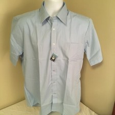 Vintage NOS Sasson Mens Shirt Short Sleeve Light Blue NWT Sz 16 Free Shipping