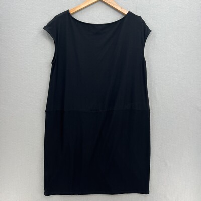 Eileen Fisher Womens Black Casual Jersey Dress Size M Sleeveless Short  Stretch | eBay