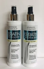 2 Bottles Keratin Smooth & Shine Leave-in Treatment 8 fl oz Each