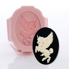 Unicorn Cameo Silicone Mold - Jewelry Resin Polymer Clay Epoxy - Food Safe (547)
