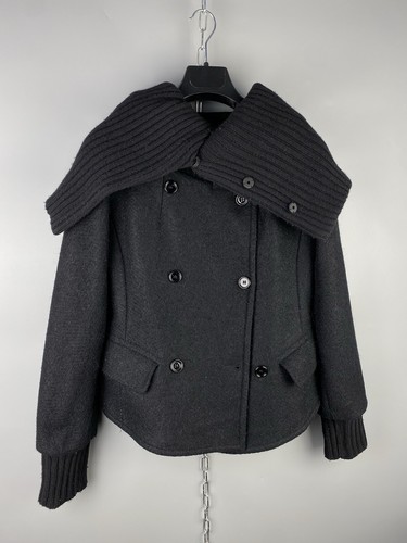 Max Mara Womens Luxury Alpaca Wool High Neck Black Pea Coat Jacket Sz US 6 / S - Picture 2 of 18