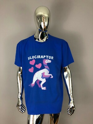 Anvil  Bilociraptor Graphic Blue T-Shirt Size 2XL