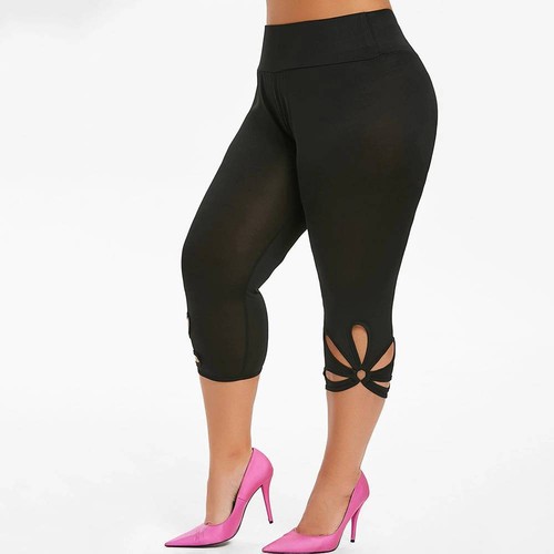 Plus Size 18-28 Women Stretch 3/4 Capri Pants Cropped Sports Leggings Trousers - Picture 17 of 49