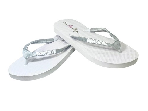 silver bridesmaid flip flops