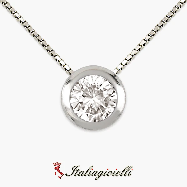 Collana Punto Luce Brillante in Argento 925 Rodiato Oro Bianco - Immagine 3 di 4