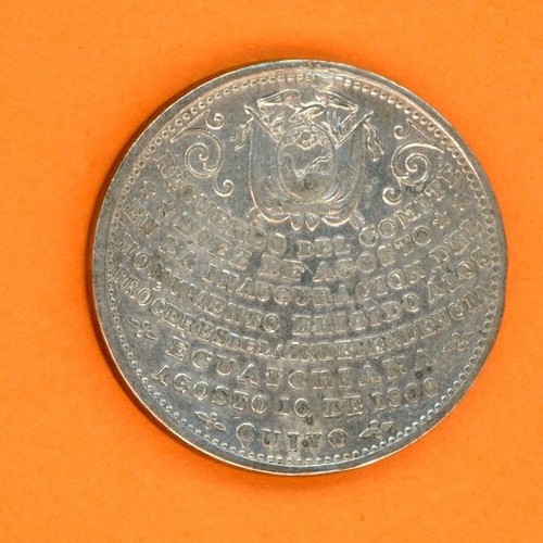 MEDAGLIA ECUADOR 1906 MONUMENTO COMMEMORATIVO EROI DE 9 AGOSTO 1809 KM : NL VF - Foto 2 di 4
