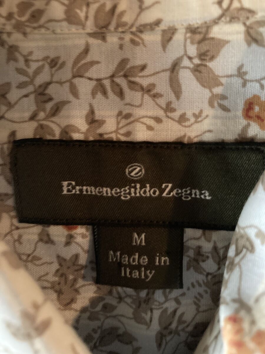 Ermenegildo Zegna Men's Shirt Medium Floral Long Sleeve Ermenegildo Zegna Men's Shirt Medium Floral Long Sleeve
