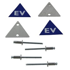 ELECTRIC VEHICLE TAG NUMBER PLATE METAL TAG KIT WITH DECALS + RIVETS (SET OF 2)