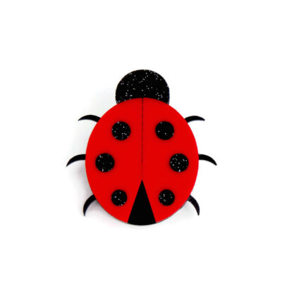 Acrylic Ladybug Brooch, Red and Black Ladybird Beetle Insect Nature Pin Jewelry