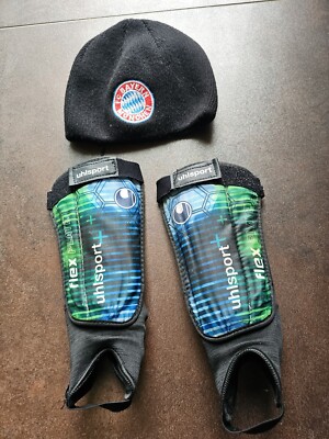 Bayern München Mütze + Uhlsport - Flex Plate, Schienbeinschützer Größe S Kinder