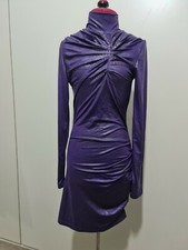 Purple Dress Long Sleeve 6 Sexy Club Party Stretch amazing beads bodycon 