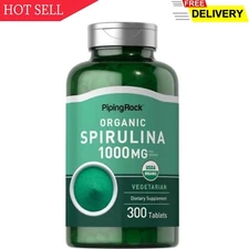 Piping Rock Organic Spirulina Tablets 1000 mg | 300 Pills | Vegetarian, Non-GM..