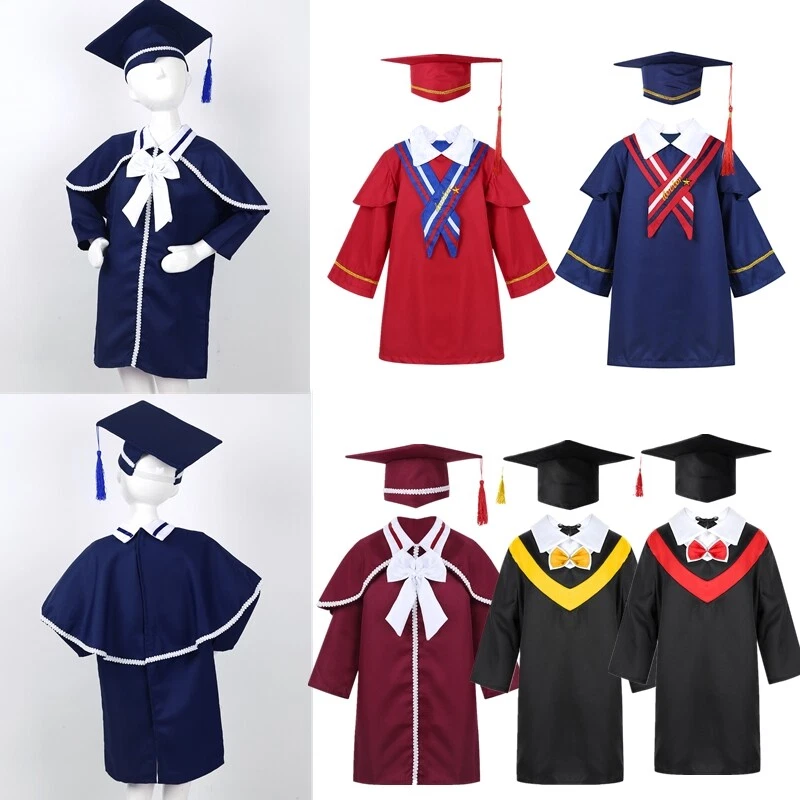 Child Shiny Red Graduation Cap & Gown - Preschool & Kindergarten