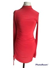 NASTYGAL Women Red Long Sleeved Ruched Party Dress~Size 6