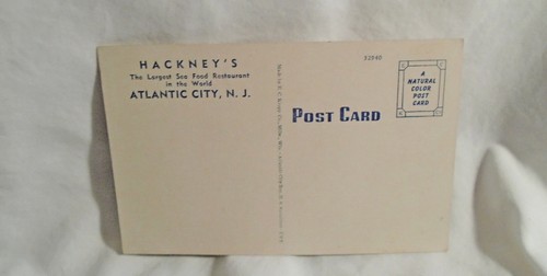 Famosa postal de Hackney's Lobster Pool Atlantic City Nueva Jersey de colección sin usar. - Imagen 2 de 2
