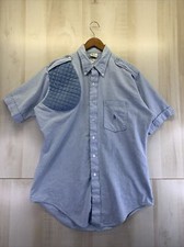 Vintage 1990s Bob Allen Made in USA- Mens Blue Quilt Short Sleeve Button Up