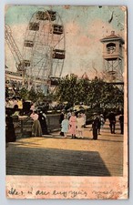 Postcard Combination Chime Tower Ferris Wheel Giant See-Saw Steeplechase Park LI