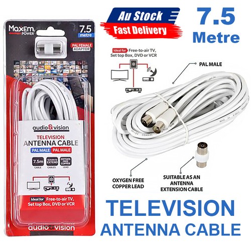 TV Antenna Cable PAL Male to Male Aerial Flylead Coax RG6 Quad shield