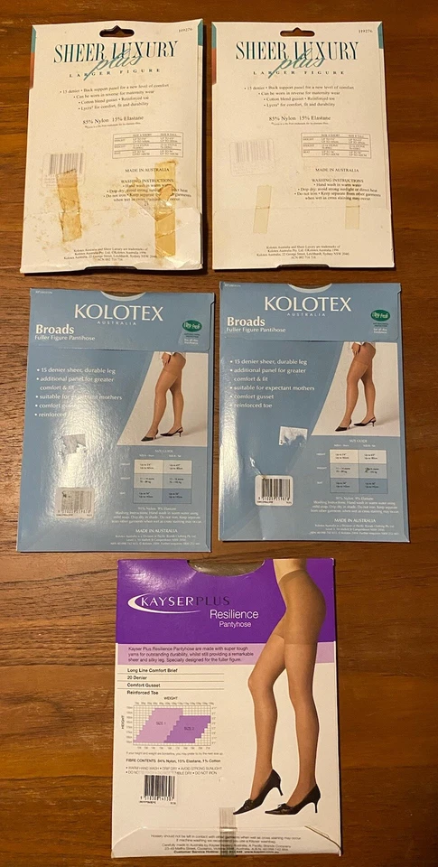 KOLOTEX & KAYSER 5 Pairs NIP Broads Plus Size Pantyhose Natural/Walnut Talls Foto 2 de 4