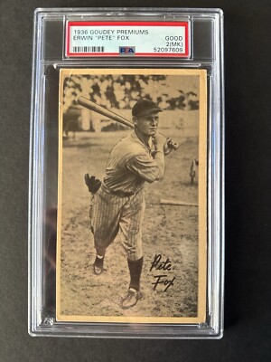 AAA フーディ 15th 20th PSA 1936 Erwin Pete Fox Goudey Wide Pen Premiums R314 Good Detroit