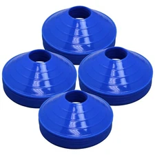 100 Blue Disc Cones Bright Soccer Football Track Field Marking Coaching Practice