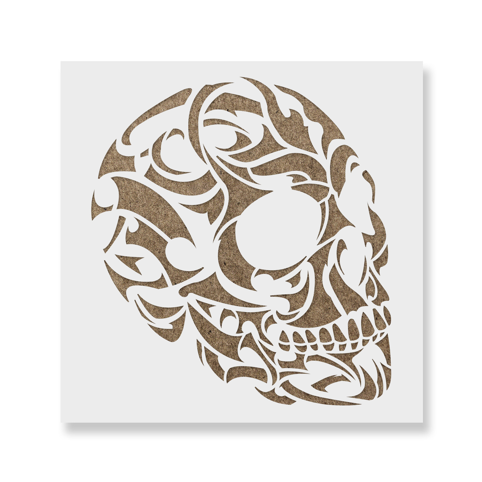 Tribal Skull Stencil - Durable & Reusable Mylar Stencils