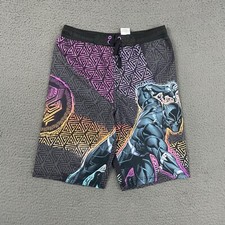 Marvel Swim Trunks Boys Large Black Panther Comics Lined Casual Beach